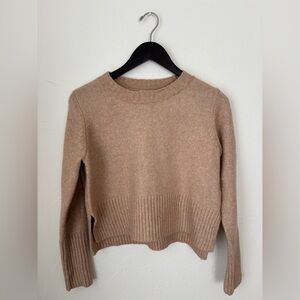 Chelsea & Violet Cropped Camel Knit Sweater Size M Soft Cozy Minimalist